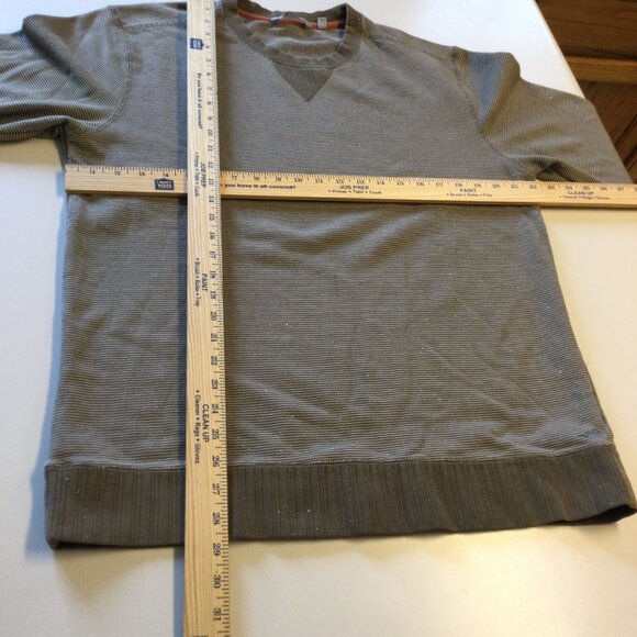 Horny Toad Bandwidth Crew Sweatshirt Mens Large Green White Stripe Specks - Picture 5 of 9